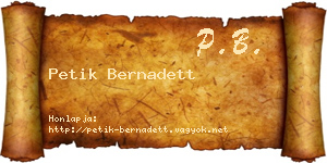 Petik Bernadett névjegykártya