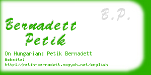 bernadett petik business card